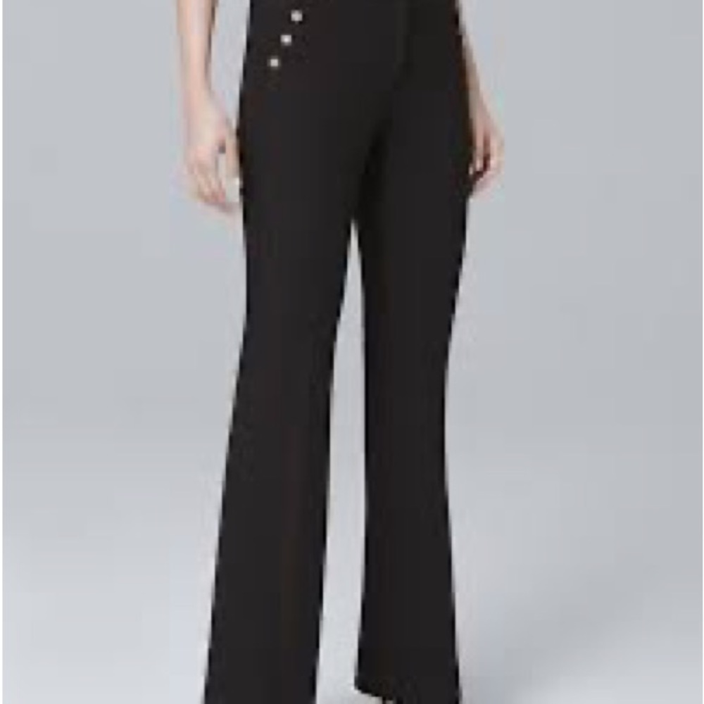 White House Black Market The Modern Flare Button Side Black Pants Size 8 Regular
